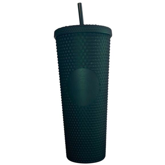 Starbucks 2022 Dark Green Soft Touch Matte Studded Venti 24 OZ Tumbler New - Picture 1 of 5
